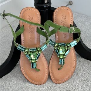 Matisse Green Blue jeweled Sandals. Size 8